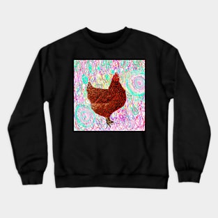 Chicken, hen abstract background, squiggly, little red hen wiggles Crewneck Sweatshirt